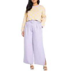 ELOQUII Women’s Plus Size Belted Trouser With Side Slit