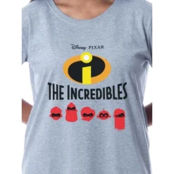 Disney Womens' The Incredibles Character Nightgown Sleep Pajama Shirt Grey