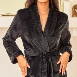 Women's Warm Soft Plush Fleece Bathrobe, Knee Length Robe, Chevrons -Women Clothing Sale GUEST 315e9a2c 5f67 41bc 902c c167519e7967