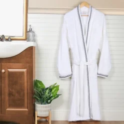 All-Season Unisex Cotton Terry Lounge Bathrobe With Embroidery By Blue Nile Mills -Women Clothing Sale GUEST 3271ca94 b0a2 4adc a065 2a5477699cad