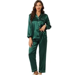 Allegra K Women's Satin Button Down Sleepshirt With Pants Halloween Pajama Set -Women Clothing Sale GUEST 34352fc1 30e9 41de a3ae ccbfbf69329c