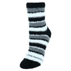 CTM Women's Striped Warm Fuzzy Socks (3 Pair Pack)
