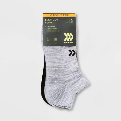 Women's Cushioned 6+1 Bonus Pack Low Cut Athletic Socks - All In Motion™ Heather Gray/Black 4-10 1 Women's Cushioned 6+1 Bonus Pack Low Cut Athletic Socks - All In Motion™ Heather Gray/Black 4-10