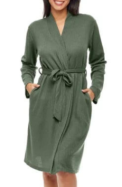 Women's Soft Ribbed Waffle Rib Knit Wrap Robe With Pockets, Lightweight Bathrobe -Women Clothing Sale GUEST 378dc9d2 2633 48bc 8c77 c608e9bb9a1f