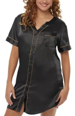 Womens Satin Night Shirt, Boyfriend Style Short Sleeve Sleep Shirt -Women Clothing Sale GUEST 37a1da4e b18a 4e9b 8216 4424e25ba2a2