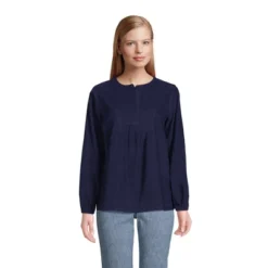 Lands' End Women's Pinwale Cord Bib Front Popover Shirt