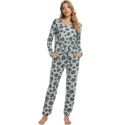 Cheibear Women's Sleepwear Lounge Soft Nightwear With Pockets Long Sleeve Pajama Set 6 Cheibear Women's Sleepwear Lounge Soft Nightwear With Pockets Long Sleeve Pajama Set - Image 6