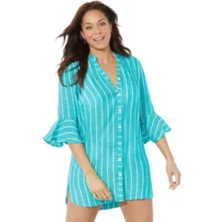 Swimsuits For All Women’s Plus Size Sandra Button Up Cover Up Shirt -Women Clothing Sale GUEST 3a39fd54 2e4b 41c2 8fb0 4517fb69afd3