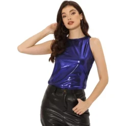 Allegra K Women's Party Shiny Sleeveless Club Metallic Tank Top -Women Clothing Sale GUEST 3b68912f 46be 4fa5 bca2 2c8f55ef01e6