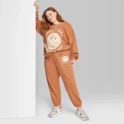 Women's Ascot + Hart Checkered Smile Graphic Jogger Pants - Orange -Women Clothing Sale GUEST 3c6b754e d3f7 4ee7 81d1 59a4663a4192