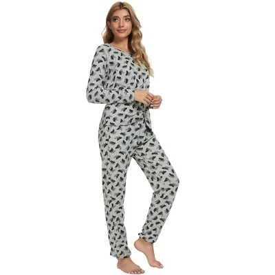 Cheibear Women's Sleepwear Lounge Soft Nightwear With Pockets Long Sleeve Pajama Set 2 Cheibear Women's Sleepwear Lounge Soft Nightwear With Pockets Long Sleeve Pajama Set - Image 2