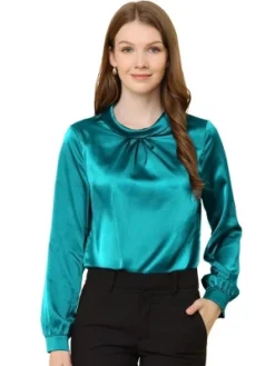 Allegra K Women's Ruched Long Sleeve Office Work Satin Blouses -Women Clothing Sale GUEST 3ff4c95b bf76 4bf6 b753 57f1a23f7c09