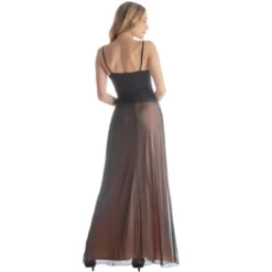 Womens Elastic Waist Sheer Fabric Overlay Maxi Skirt