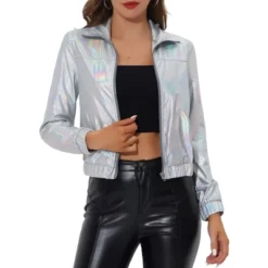 Allegra K Women's Track Holographic Shiny Long Sleeve Metallic Zip Front Jacket 24 Allegra K Women's Track Holographic Shiny Long Sleeve Metallic Zip Front Jacket -Women Clothing Sale GUEST 44b4af16 5927 45e2 b125 85b5cc1901de