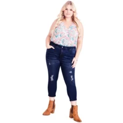 Women's Plus Size Holly Crop Ripped Jean - Dark Wash | AVENUE. -Women Clothing Sale GUEST 45a4906c 6713 459e a0f3 dc7a449af491