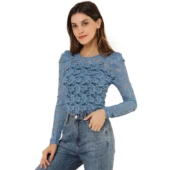 Allegra K Women's Vintage Semi-Sheer Puff Long Sleeve Embroidery Lace Floral Blouse -Women Clothing Sale GUEST 48245a79 367c 4975 8b9b 10c500ee6a8e