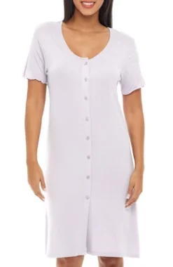 Women's Soft Knit Night Shirt, Short Sleeve Button Down Nightgown V-Neck Pajama Top -Women Clothing Sale GUEST 485b9cd9 7eae 4043 906e b927a4dabf7e