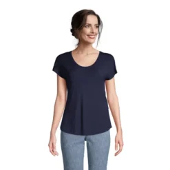 Lands' End Women's U-neck Jersey T-shirt -Women Clothing Sale GUEST 4958893d 6c70 40f6 8593 30349fba850f