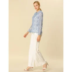 Allegra K Women's Lace Long Sleeve Ruffle Neck Floral Blouse -Women Clothing Sale GUEST 497591c6 8985 453e ae58 4f30aa5c418e