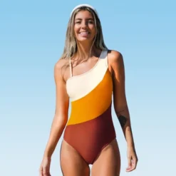 Women's Color Block One Shoulder One Piece Swimsuit - Cupshe -Women Clothing Sale GUEST 4a7cacec 108f 4779 a4d2 9d9110b15620
