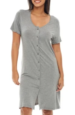 Women's Soft Knit Night Shirt, Short Sleeve Button Down Nightgown V-Neck Pajama Top -Women Clothing Sale GUEST 4bc39538 6723 4d53 8281 03db93b3f6f9