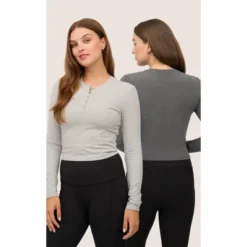 Yogalicious Womens 2 Pack Velvety Heather Valentina Long Sleeve Henley Crop Top 7 Yogalicious Womens 2 Pack Velvety Heather Valentina Long Sleeve Henley Crop Top -Women Clothing Sale GUEST 4c9f3712 8fac 4f3f 8994 da57561c9763