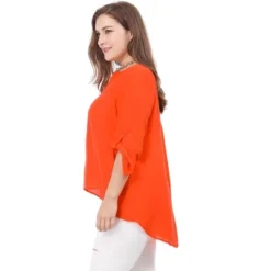 Agnes Orinda Women's Plus Size Sheer 3/4 Sleeve Flowy Split V Neck Blouse -Women Clothing Sale GUEST 4e43b68f f197 46b2 9fb2 2495bad576dc