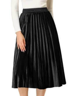 Allegra K Women's Accordion Swing Metallic Party Midi Pleated Skirt -Women Clothing Sale GUEST 4e982706 ea2d 4ffb a0f9 9bb20f524498