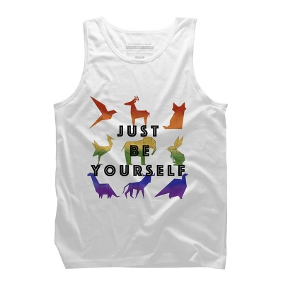 Design By Humans Just Be Yourself Rainbow Origami Animals By Tank Top 2 Design By Humans Just Be Yourself Rainbow Origami Animals By Tank Top - Image 2
