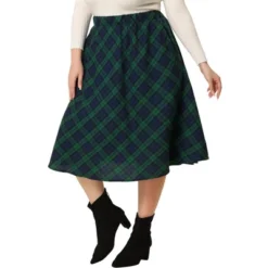 Agnes Orinda Women's Plus Size Velvet Plaid A-Line Elastic Waist Flare Skirts -Women Clothing Sale GUEST 52ac65f0 0270 4ee1 8f5a d348d0019e65