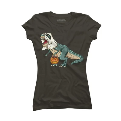 Junior's Design By Humans Trex Ghost Costume Design Funny Halloween Dinosaur By Threadlets T-Shirt 5 Junior's Design By Humans Trex Ghost Costume Design Funny Halloween Dinosaur By Threadlets T-Shirt - Image 5