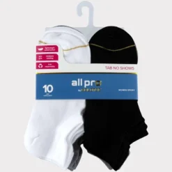 All Pro Women's Lightweight 10+2 Bonus Pack No Show Tab Socks - White/Gray/Black 4-10