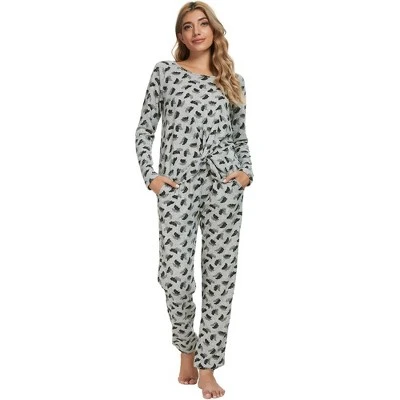 Cheibear Women's Sleepwear Lounge Soft Nightwear With Pockets Long Sleeve Pajama Set 5 Cheibear Women's Sleepwear Lounge Soft Nightwear With Pockets Long Sleeve Pajama Set - Image 5