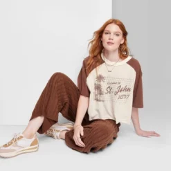 Women's Ascot + Hart Cropped St. John Elbow Sleeve Graphic T-Shirt - Brown -Women Clothing Sale GUEST 560d6ca5 4336 4891 9727 ed48991b0d6f