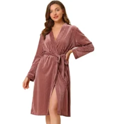 Allegra K Women's Velvet Bathrobe Soft Lounge Pajamas Sleepwear Tie Waist Flannel Robe -Women Clothing Sale GUEST 56b5a994 336c 4714 bfe5 379637d57efb