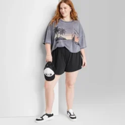 Women's Ascot + Hart Graphic Pull-On Shorts - Black -Women Clothing Sale GUEST 578df1a5 9528 4895 8433 9b6ffa96f95b