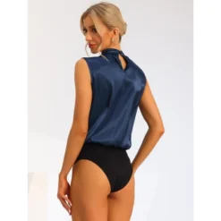 Allegra K Women's Mock Neck Keyhole Front Sleeveless Satin Bodysuit 8 Allegra K Women's Mock Neck Keyhole Front Sleeveless Satin Bodysuit -Women Clothing Sale GUEST 5894d0f6 f18d 4ed1 8922 3b912531a1d9