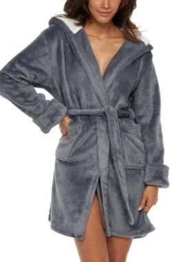 Women's Classic Plush Hooded Robe, Short Fleece Bathrobe With Hood -Women Clothing Sale GUEST 58f5d36a fce3 4c0e a95f d16000c4dd2f