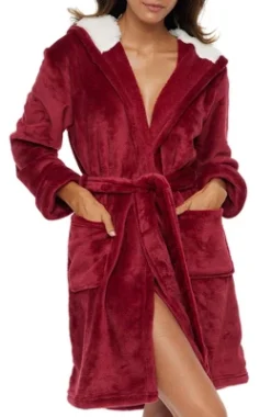 Women's Classic Plush Hooded Robe, Short Fleece Bathrobe With Hood -Women Clothing Sale GUEST 59147fbd 192a 45a7 a415 715ef0d014a3
