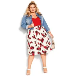 Women's Plus Size Vintage Rose Skirt - Ivory | CITY CHIC -Women Clothing Sale GUEST 594a98a1 3f17 43ab a9a9 078ea8f5acad