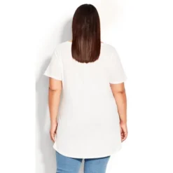 Women's Plus Size Swing Trim Top - White | AVENUE