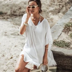 Women's Ruffled V-Neck Back Tie Cover-Up Mini Dress - Cupshe -Women Clothing Sale GUEST 6191171d 6ae6 4743 97fe 0794e203e964