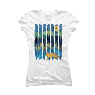 Junior's Design By Humans Fox Forest Night By Maryedenoa T-Shirt 4 Junior's Design By Humans Fox Forest Night By Maryedenoa T-Shirt - Image 4