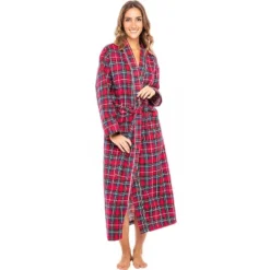 Women's Soft Cotton Flannel Robe, Long Hooded Night Dress