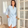 Women's Classic Soft Knit Short Lounge Robe With Pockets