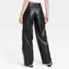 Women's High-Rise Straight Faux Leather Cargo Pants - A New Day™ Black