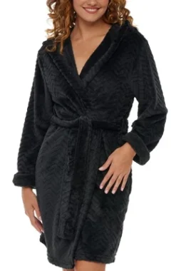 Women's Warm Soft Plush Fleece Bathrobe With Hood, Knee Length Hooded Robe, Chevrons -Women Clothing Sale GUEST 68acb8d1 c34d 482a bf7a b37f78dd9124