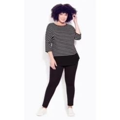 Women's Plus Size Rib Stripe Top - Black | ZIM & ZOE -Women Clothing Sale GUEST 6a3b7ae4 3956 419b 8aac f1f0c6440b3b