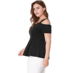Agnes Orinda Women's Plus Size High Waist Sweetheart Cold Shoulder Peplum Blouse -Women Clothing Sale GUEST 6bc8b39f ab8b 479d a712 4bb83a171339