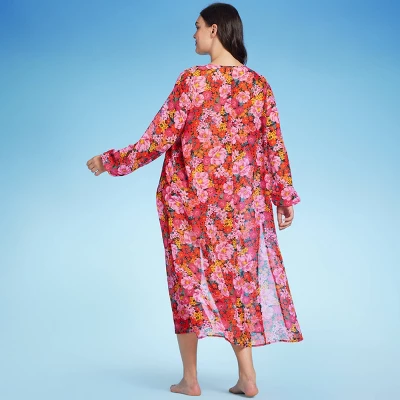 Women's Long Sleeve Open-Front Maxi Cover Up - Shade & Shore™ Multi Floral Print 1 Women's Long Sleeve Open-Front Maxi Cover Up - Shade & Shore™ Multi Floral Print